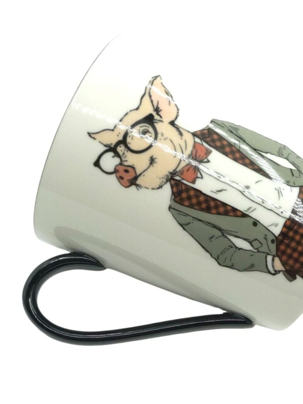 Dapper Pig In Glasses & Bowtie Ceramic Coffee Mug Whimsical Kitchen Drinkware - Picture 2 of 6